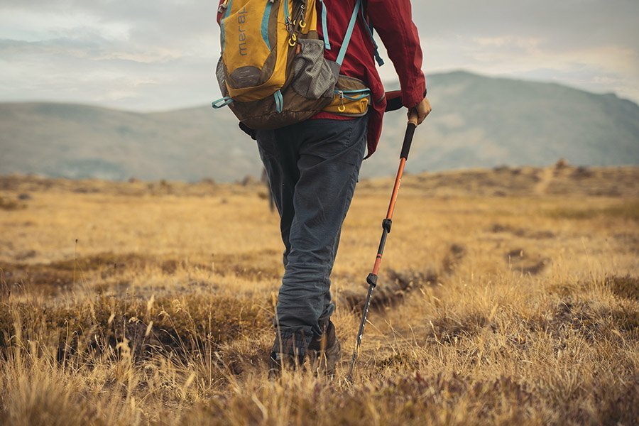 Man using a trekking pole