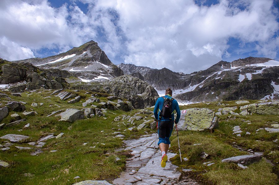 Man hiking alone