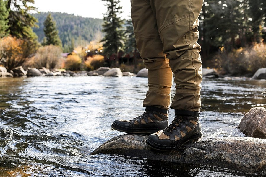 Hiking boots on rocky terrain