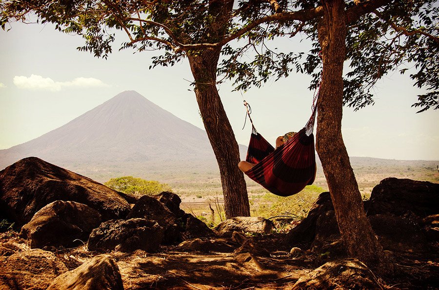 Sleeping in hammock in Chile