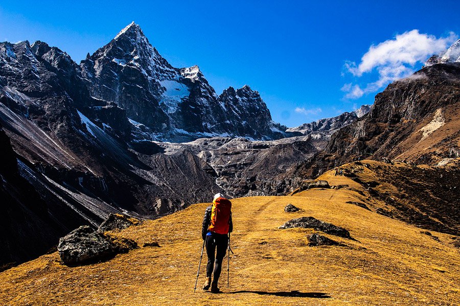 Hiking alone in the mountains