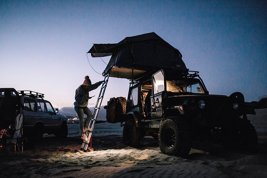 Jeep camping in the desert